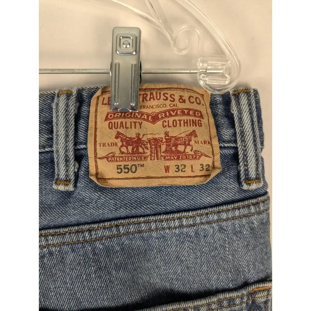 Levis 550 Jeans Relaxed Fit 36x31 Blue Tapered Denim Y2K Distressed Medium Wash